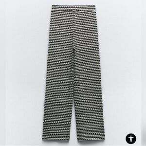 Zara TEXTURED JACQUARD PANTS black white size small